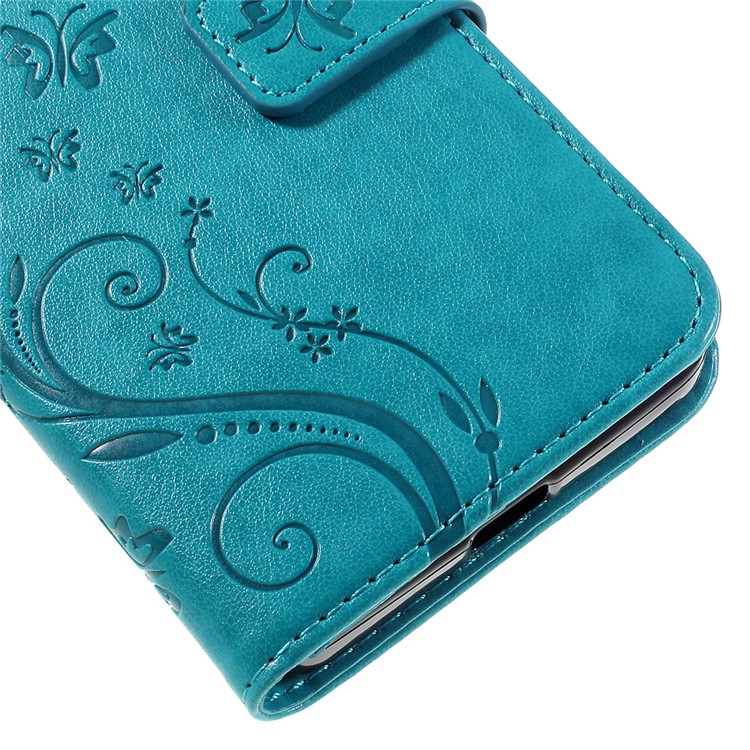 Butterfly Leather Card Holder Case for Microsoft Lumia 640 LTE / Dual Sim - Blue-8