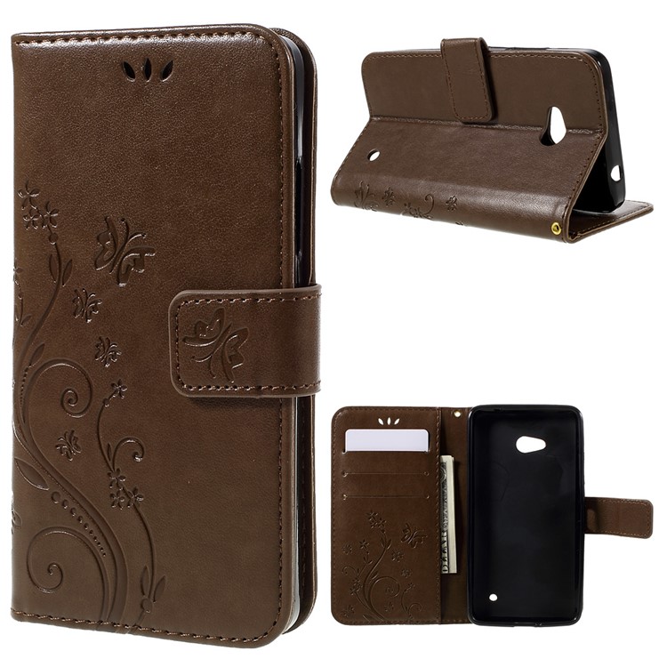 Butterfly Leather Shell Protector for Microsoft Lumia 640 LTE / Dual Sim - Coffee-1
