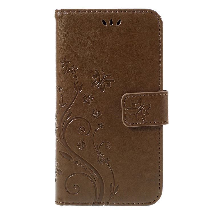 Butterfly Leather Shell Protector for Microsoft Lumia 640 LTE / Dual Sim - Coffee-3