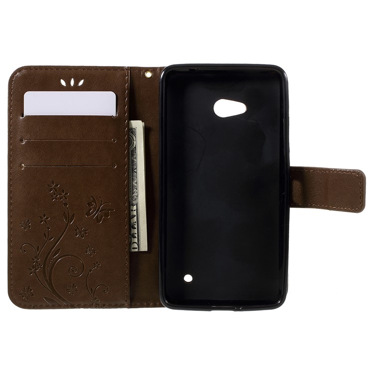 Butterfly Leather Shell Protector for Microsoft Lumia 640 LTE / Dual Sim - Coffee-6