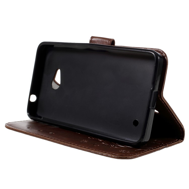 Butterfly Leather Wallet Shell for Microsoft Lumia 640 LTE / Dual Sim - Brown-4
