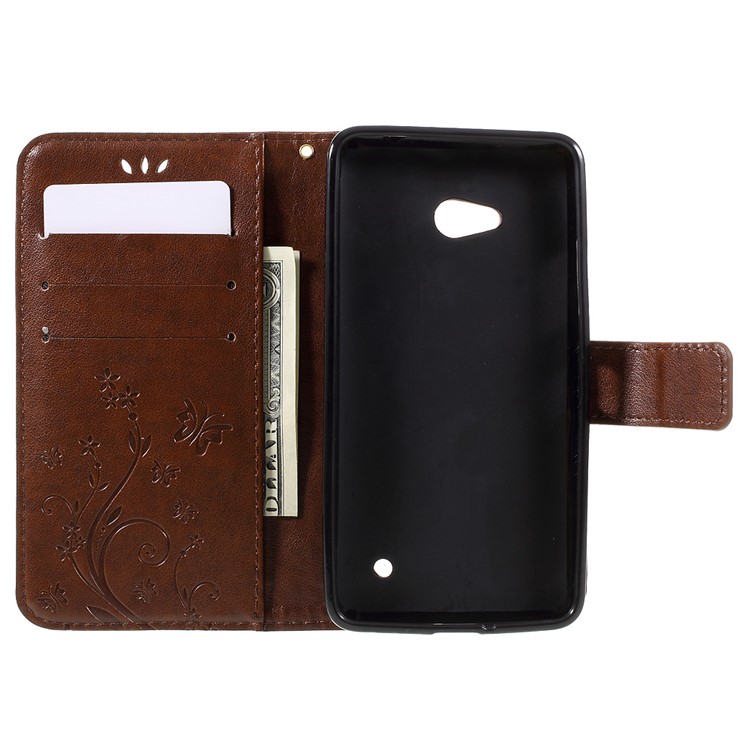 Butterfly Leather Wallet Shell for Microsoft Lumia 640 LTE / Dual Sim - Brown-6