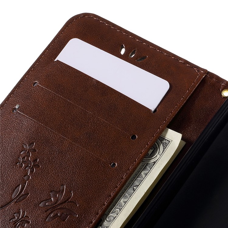 Butterfly Leather Wallet Shell for Microsoft Lumia 640 LTE / Dual Sim - Brown-7