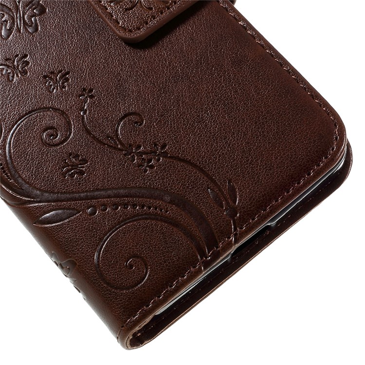 Butterfly Leather Wallet Shell for Microsoft Lumia 640 LTE / Dual Sim - Brown-8
