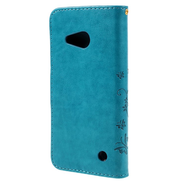 Butterfly Leather Card Holder Case for Microsoft Lumia 550 - Blue-2