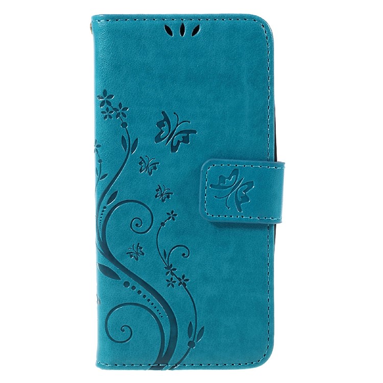Butterfly Leather Card Holder Case for Microsoft Lumia 550 - Blue-3