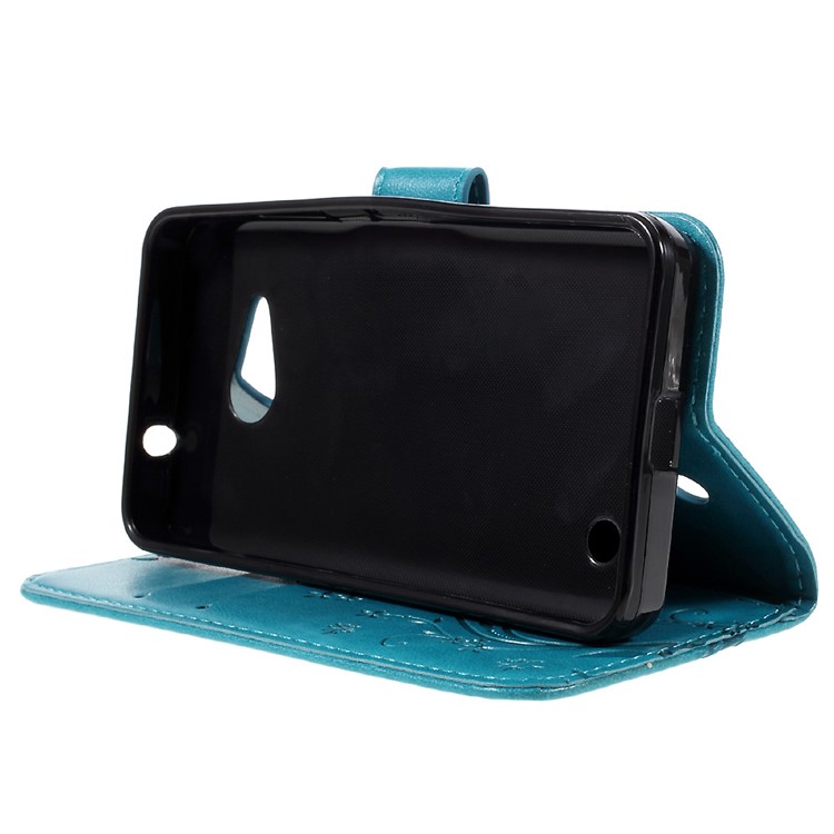 Butterfly Leather Card Holder Case for Microsoft Lumia 550 - Blue-4