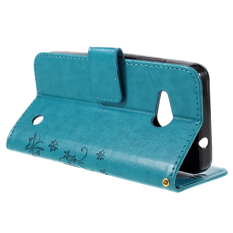 Butterfly Leather Card Holder Case for Microsoft Lumia 550 - Blue-5