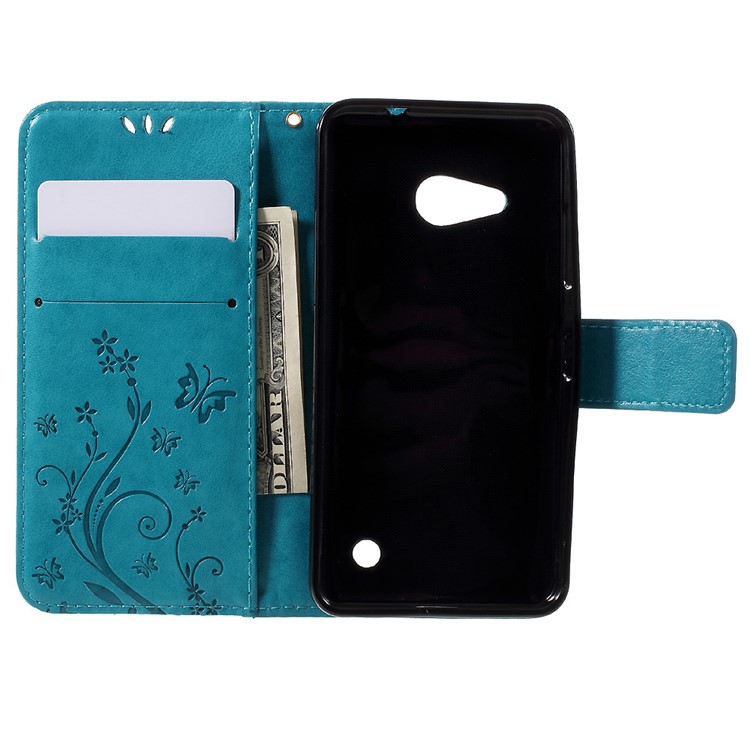 Butterfly Leather Card Holder Case for Microsoft Lumia 550 - Blue-6