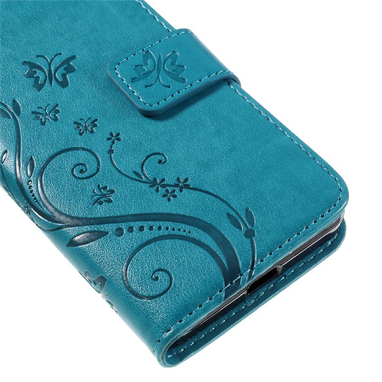 Butterfly Leather Card Holder Case for Microsoft Lumia 550 - Blue-7