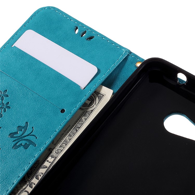 Butterfly Leather Card Holder Case for Microsoft Lumia 550 - Blue-9