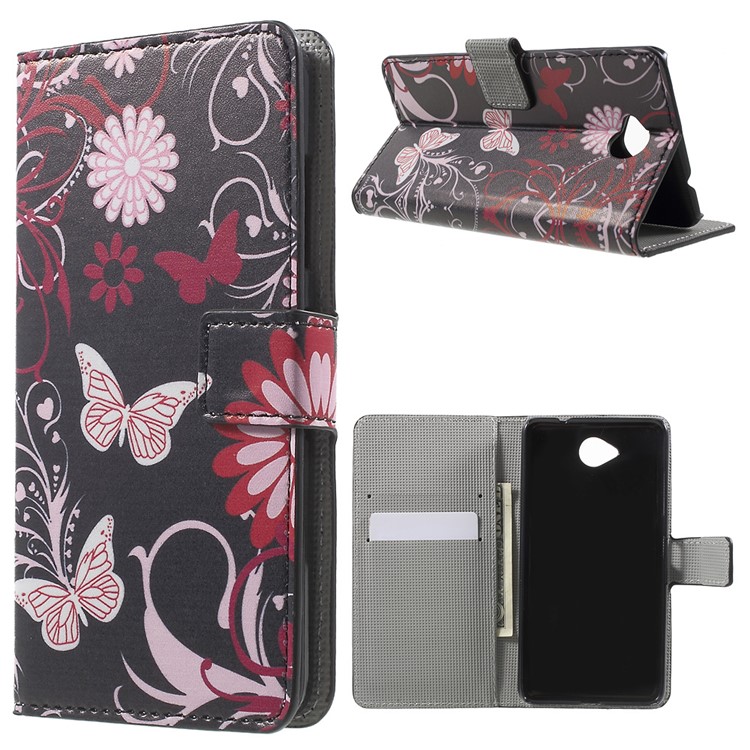 Wallet Leather Case for Microsoft Lumia 650 with Stand - Butterfly and Flower-1