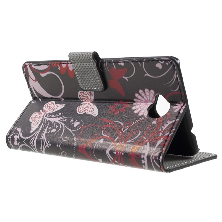 Wallet Leather Case for Microsoft Lumia 650 with Stand - Butterfly and Flower-3