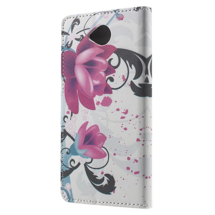 Card Slot Ledertasche für Microsoft Lumia 650 mit Standfuß - lila Blume-2