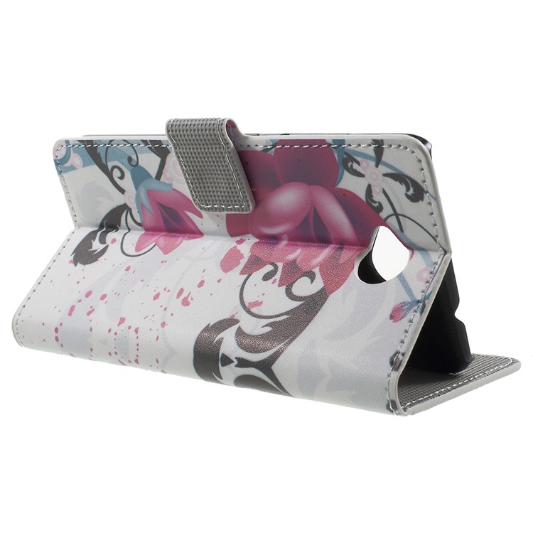 Card Slot Ledertasche für Microsoft Lumia 650 mit Standfuß - lila Blume-3
