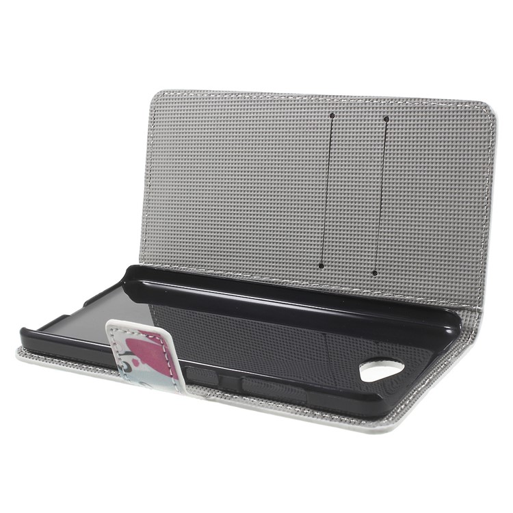 Card Slot Ledertasche für Microsoft Lumia 650 mit Standfuß - lila Blume-5