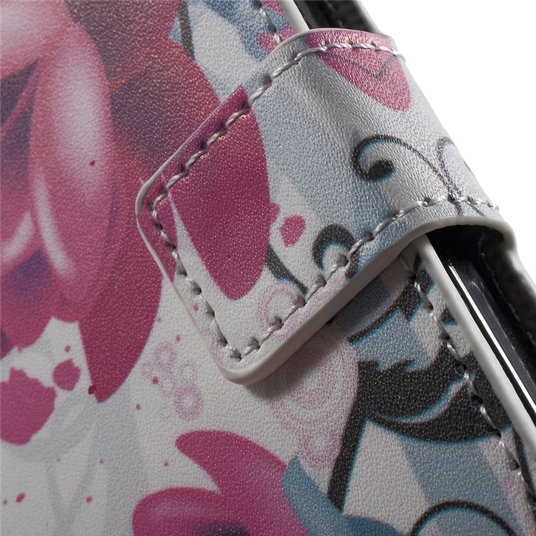Card Slot Ledertasche für Microsoft Lumia 650 mit Standfuß - lila Blume-7