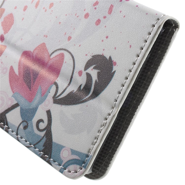Card Slot Ledertasche für Microsoft Lumia 650 mit Standfuß - lila Blume-8