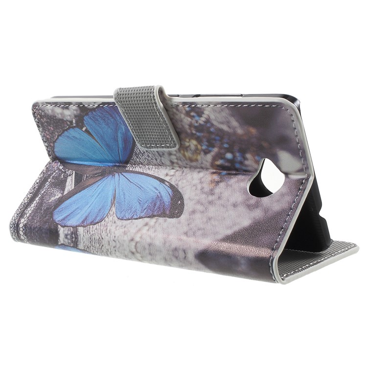 Wallet Leather Case for Microsoft Lumia 650 with Stand - Blue Butterfly-3