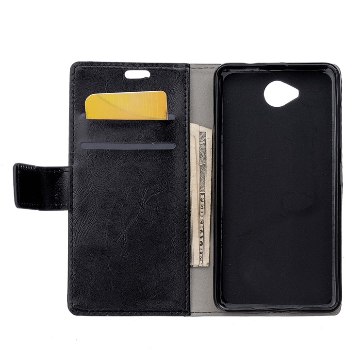 Crazy Horse Wallet Stand Leather Case for Microsoft Lumia 650 - Black-3