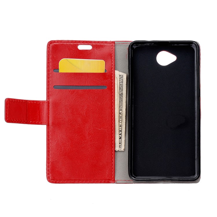 Crazy Horse Wallet Leather Phone Case for Microsoft Lumia 650 - Red-3