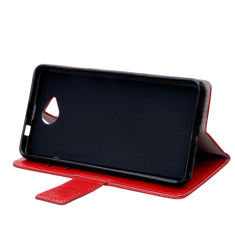 Crazy Horse Wallet Leather Phone Case for Microsoft Lumia 650 - Red-5