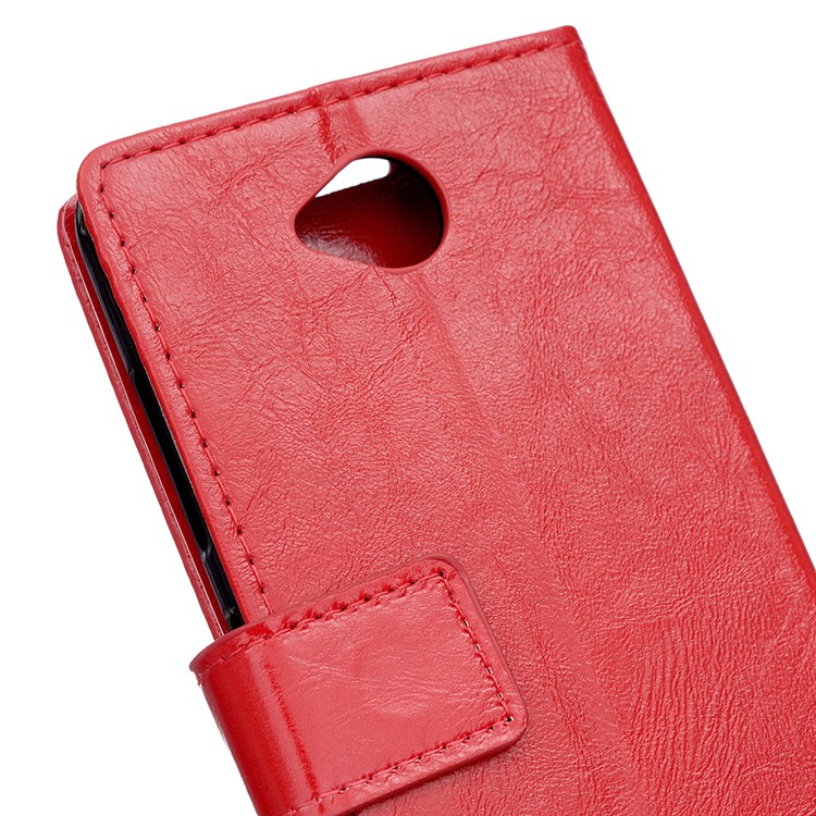 Crazy Horse Wallet Leather Phone Case for Microsoft Lumia 650 - Red-6