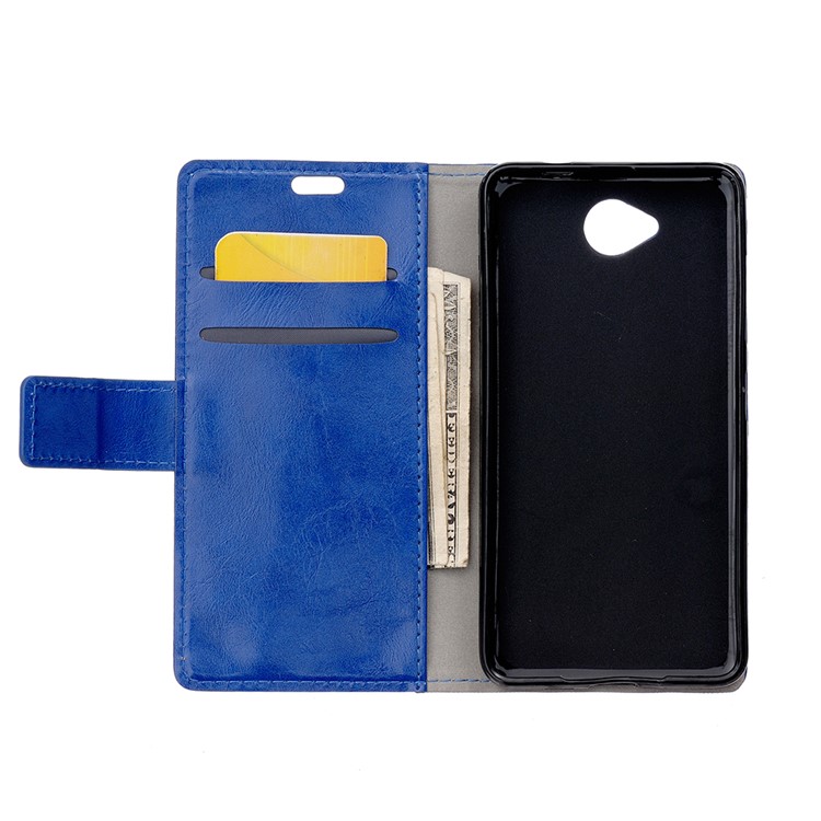 Crazy Horse Wallet Stand Leather Case for Microsoft Lumia 650 - Blue-3