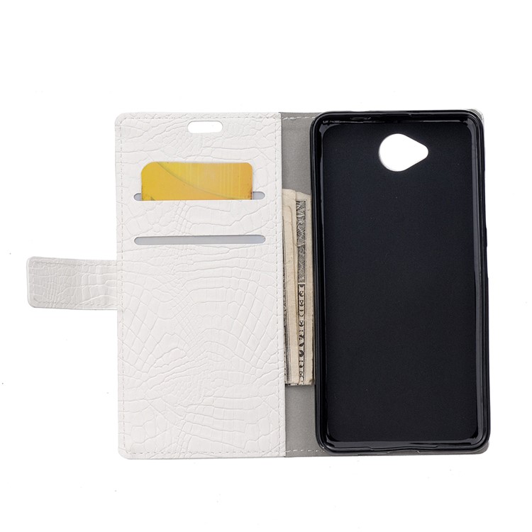 Crocodile Texture PU Leather Wallet Cover for Microsoft Lumia 650 - White-3