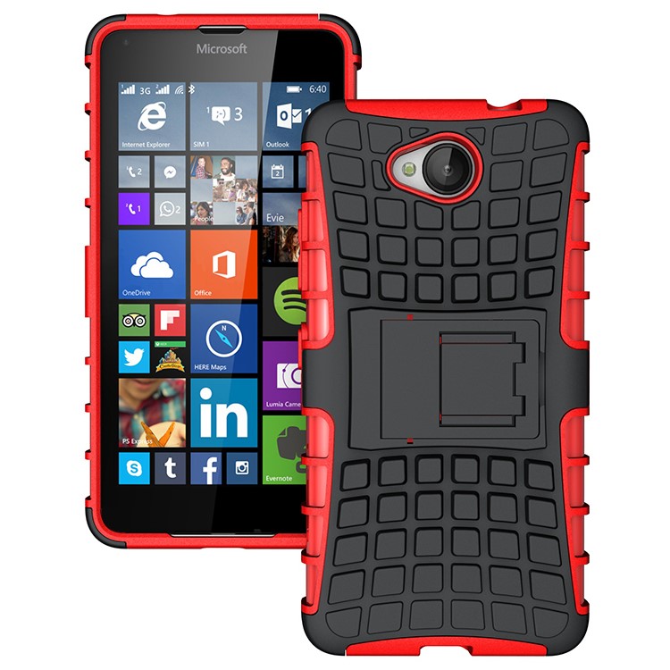 Anti-slip PC + TPU Kickstand Back Case for Microsoft Lumia 650 / Dual - Red-1