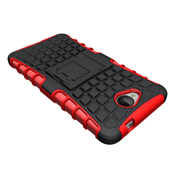 Anti-slip PC + TPU Kickstand Back Case for Microsoft Lumia 650 / Dual - Red-4