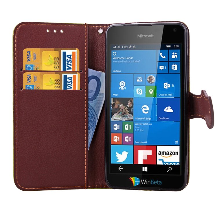 Leaf Shape Magnetic Flap PU Leather Wallet Case for Microsoft Lumia 650 / Dual - Rose-12
