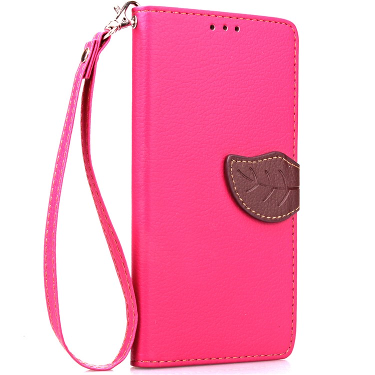 Leaf Shape Magnetic Flap PU Leather Wallet Case for Microsoft Lumia 650 / Dual - Rose-4