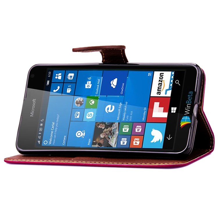 Leaf Shape Magnetic Flap PU Leather Wallet Case for Microsoft Lumia 650 / Dual - Rose-7