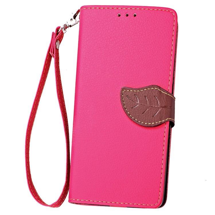 Leaf Shape Magnetic Flap PU Leather Wallet Case for Microsoft Lumia 650 / Dual - Rose-9