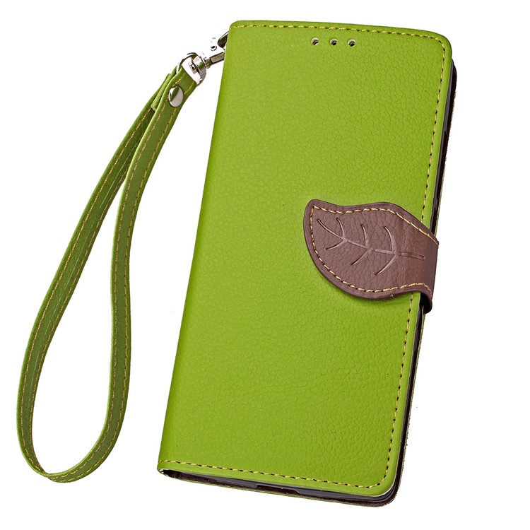 Leaf Shape Magnetic Flap Leather Card Holder Case for Microsoft Lumia 650 / Dual - Green-11