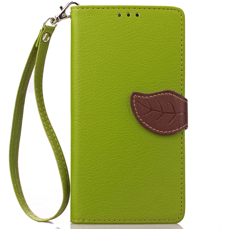 Leaf Shape Magnetic Flap Leather Card Holder Case for Microsoft Lumia 650 / Dual - Green-2