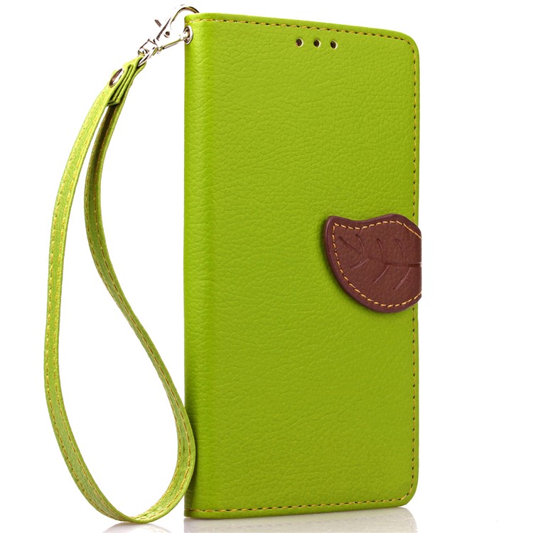 Leaf Shape Magnetic Flap Leather Card Holder Case for Microsoft Lumia 650 / Dual - Green-4