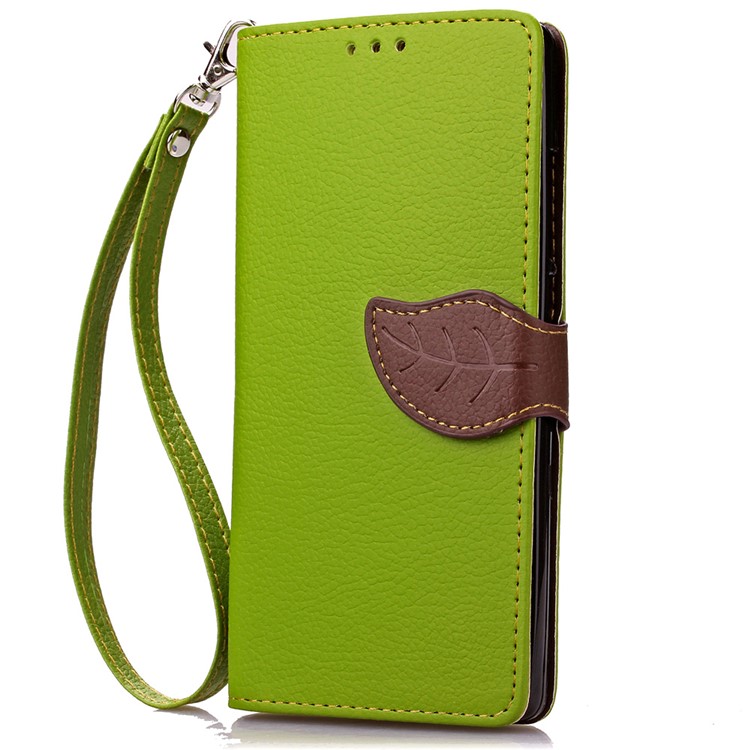 Leaf Shape Magnetic Flap Leather Card Holder Case for Microsoft Lumia 650 / Dual - Green-5