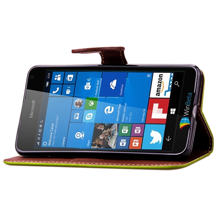 Leaf Shape Magnetic Flap Leather Card Holder Case for Microsoft Lumia 650 / Dual - Green-7