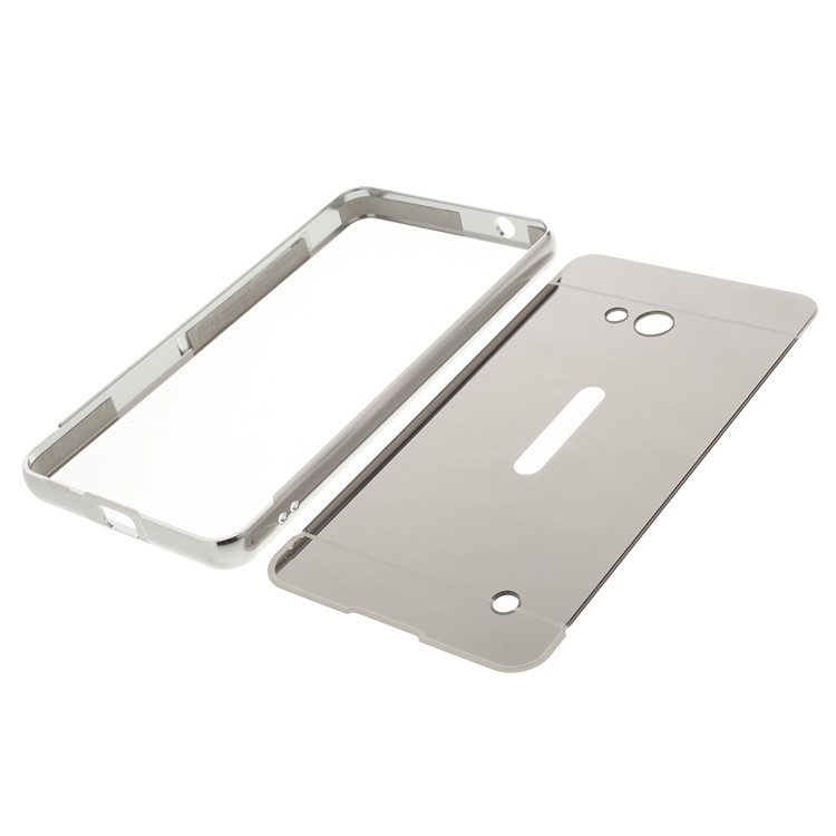 Sliding Metal Frame Plastic Shell for Microsoft Lumia 640 Dual Sim / 640 LTE Dual - Silver-6