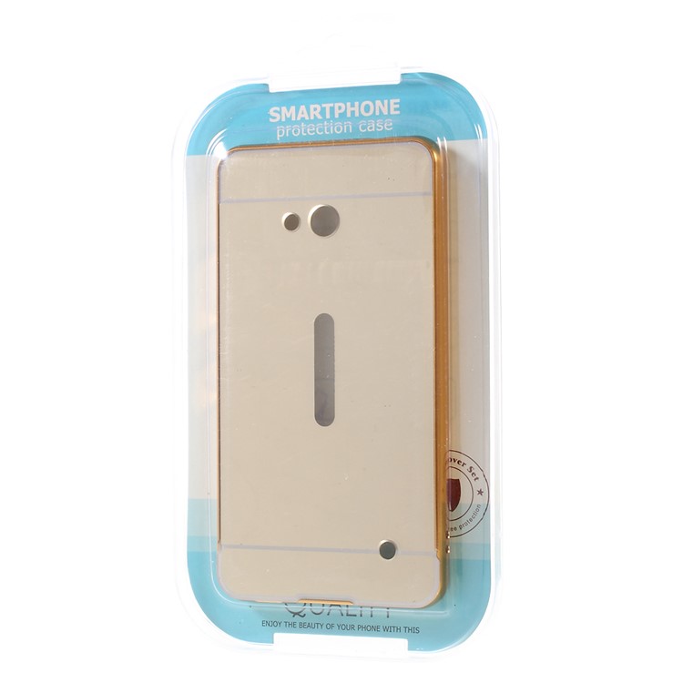 Sliding Metal Frame Plastic Shell Case for Microsoft Lumia 640 Dual Sim / 640 LTE Dual - Champagne Gold-11