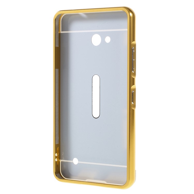 Sliding Metal Frame Plastic Shell Case for Microsoft Lumia 640 Dual Sim / 640 LTE Dual - Champagne Gold-4