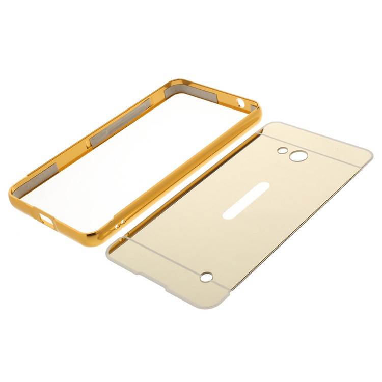 Sliding Metal Frame Plastic Shell Case for Microsoft Lumia 640 Dual Sim / 640 LTE Dual - Champagne Gold-6