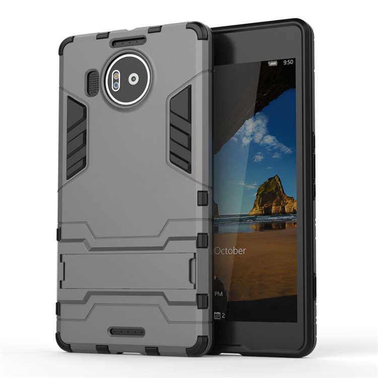 Solid PC + TPU Hybrid Shell Case with Kickstand for Microsoft Lumia 950 XL - Grey-1