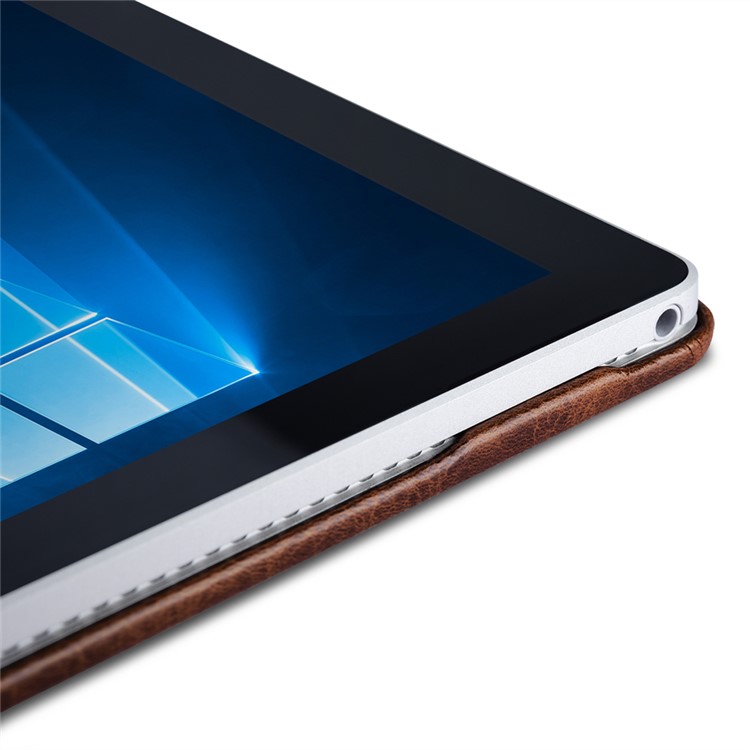 ICARER for Microsoft Surface Book Full Body Protection Oil Wax Genuine Leather Case - Coffee-11