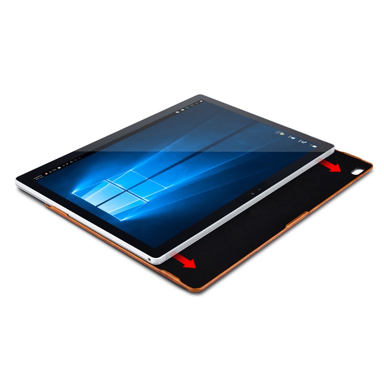 ICARER for Microsoft Surface Book Full Body Protection Oil Wax Genuine Leather Case - Coffee-12