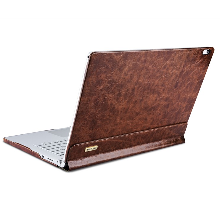 ICARER for Microsoft Surface Book Full Body Protection Oil Wax Genuine Leather Case - Coffee-9