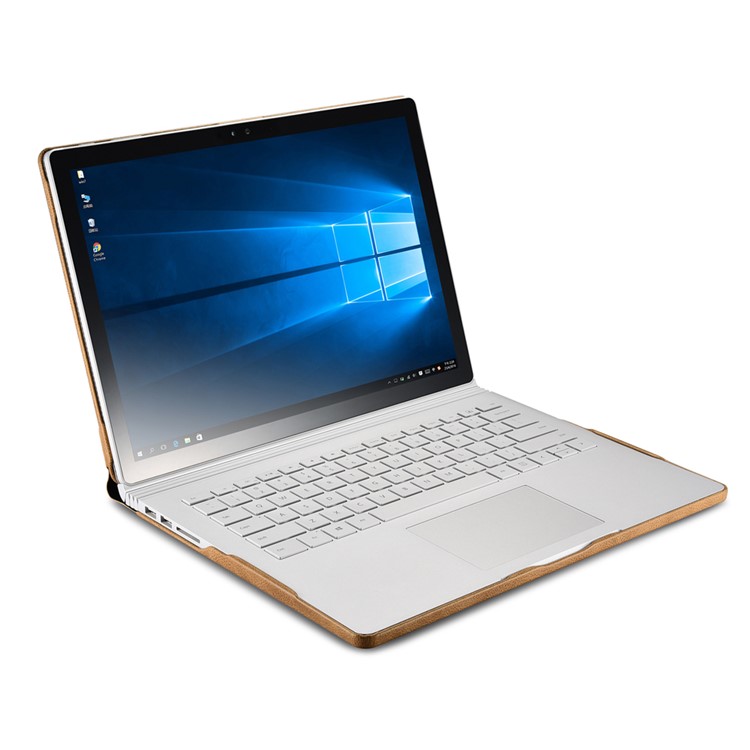 ICARER for Microsoft Surface Book Deluxe Genuine Leather Protective Case Litchi-like Texture - Khaki-10