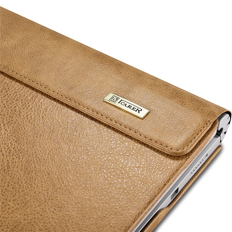 ICARER for Microsoft Surface Book Deluxe Genuine Leather Protective Case Litchi-like Texture - Khaki-16
